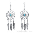 Dream Catcher pingente brincos liga pena Dangle brincos